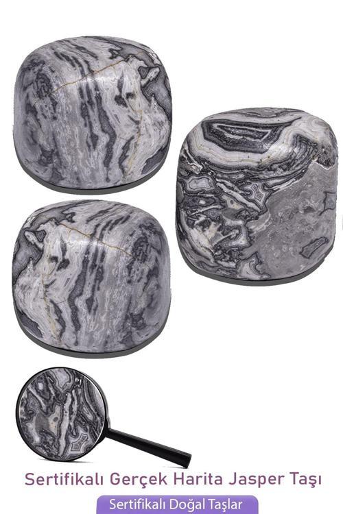 Sertifikalı Gerçek Desenli Harita Jasper Taşı Kütle