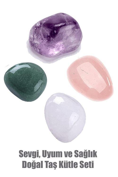 Sevgi Uyum Sağlık Doğal Taş Kütle Seti - Aventurin Kuvars Ametist