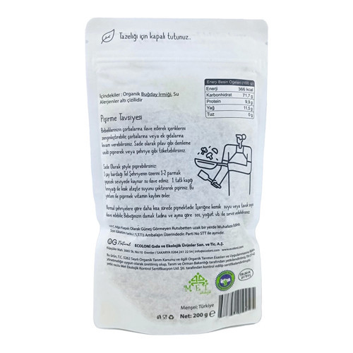 Organik Sade Tel Şehriye 180 Gr