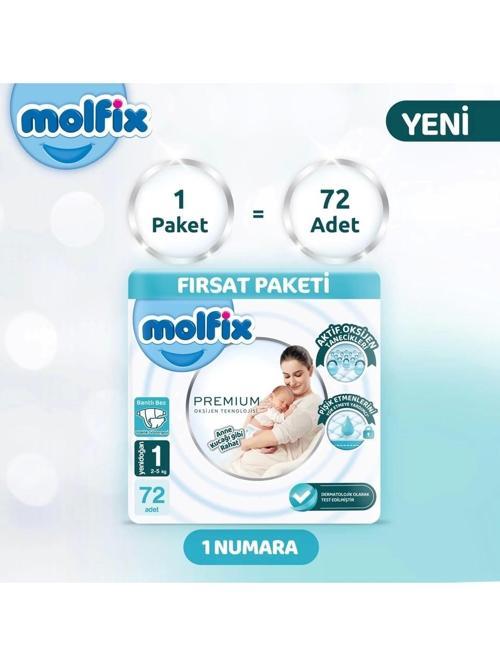 Premium Bebek Bezi Fırsat Paketi 1 Beden 2-5 Kg 72 Adet