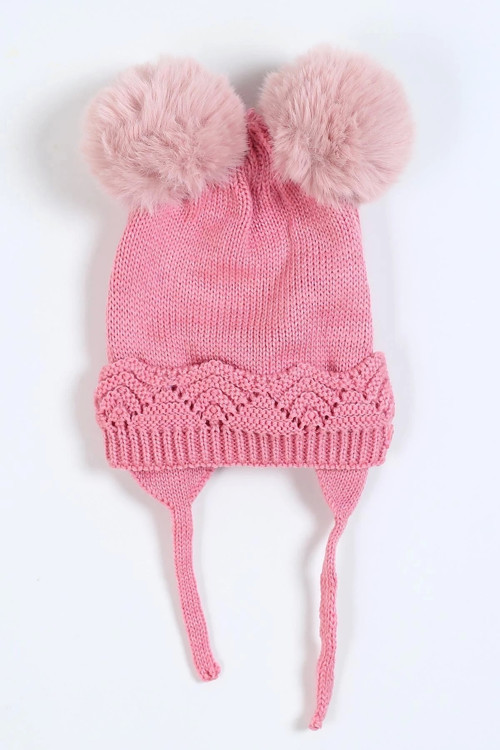 Bebe Kız Kulaklı Bere (1-4 Yaş) K24120-04 Pembe