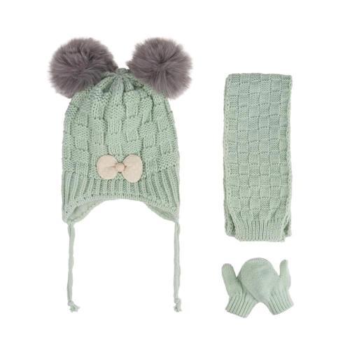 Bebe Kız Atkı Bere Eldiven (0-18 Ay) K24150-04 Mint