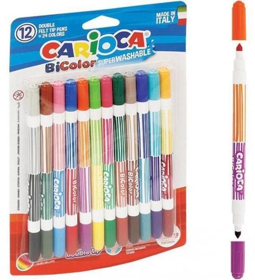 Bicolor Süper Yıkanabilir Çift Uçlu Keçeli Boya Kalemi 12'Li 24 Renk