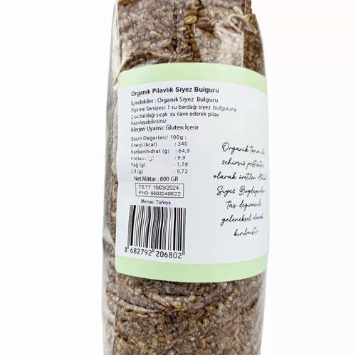 Organik Pilavlık Siyez Bulguru 800 Gr 8+ Ay