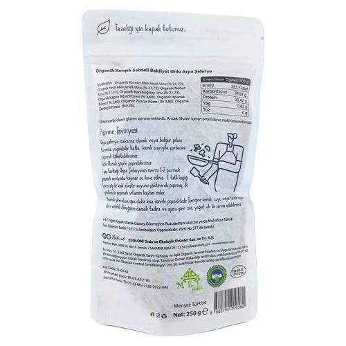 Organik Karışık Sebzeli Bakliyat Unlu Arpa Şehriye 250 Gr