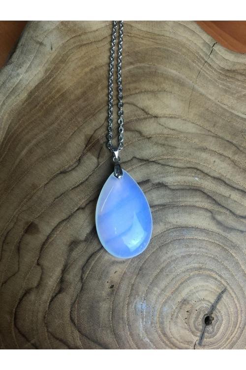 Sertifikalı Opal Doğal Taş Damla Kesim Kolye Sürpriz