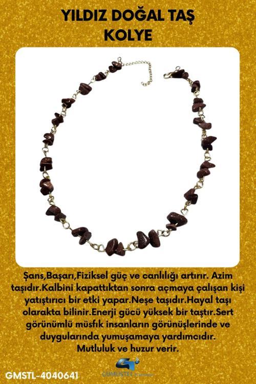 Yıldız Doğal Taş Özel Tasarım Kolye Kahverengi AAA Kalite SÜrpriz