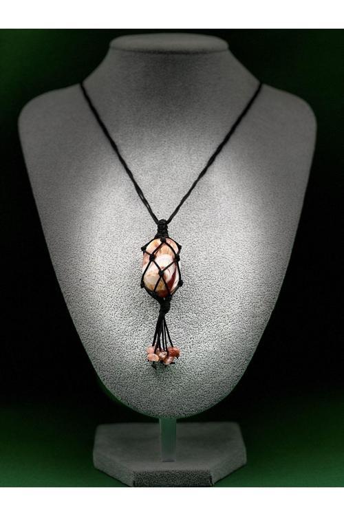 Akik Doğal Taş Tasarım Kolye El yapımı Örgü Model AAA Kalite