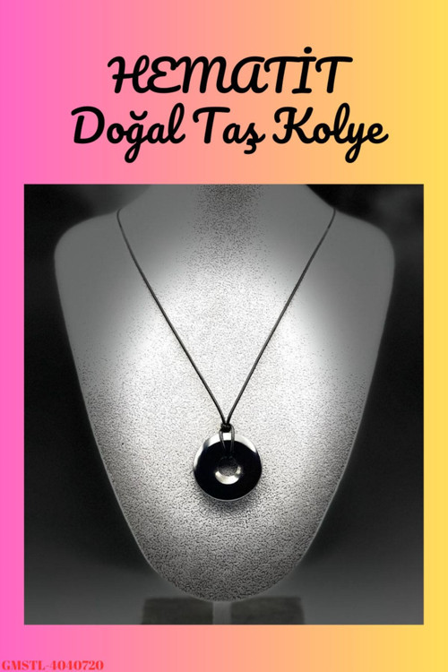 Hematit Doğal Taş El İşçiliği Kalp Kesim Kolye