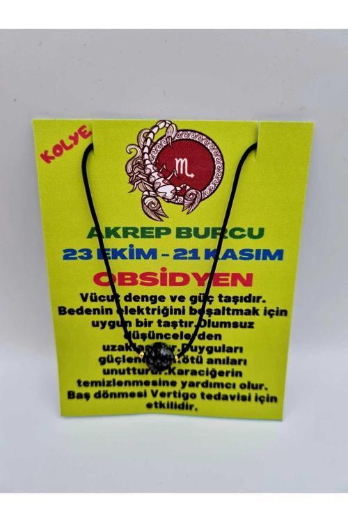 Akrep Burcu Obsidyen Taşı Doğal Taş Kolye
