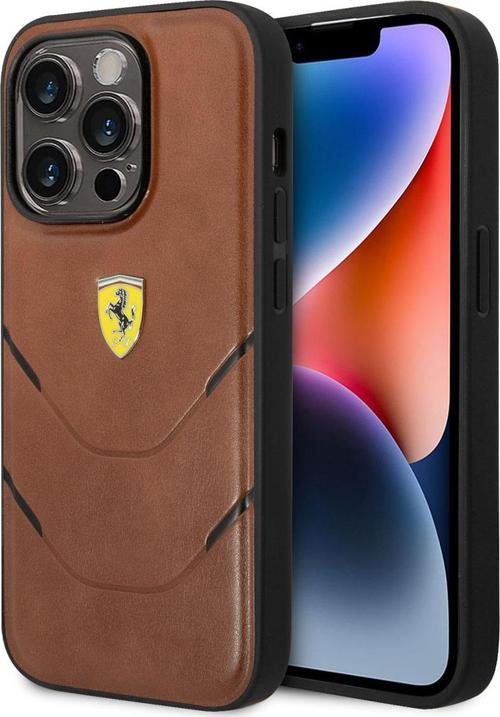 iPhone 14 Pro Uyumlu Orjinal Lisanslı Kılıf PU Deri Sıcak Baskı Çizgili Dizayn Kapak