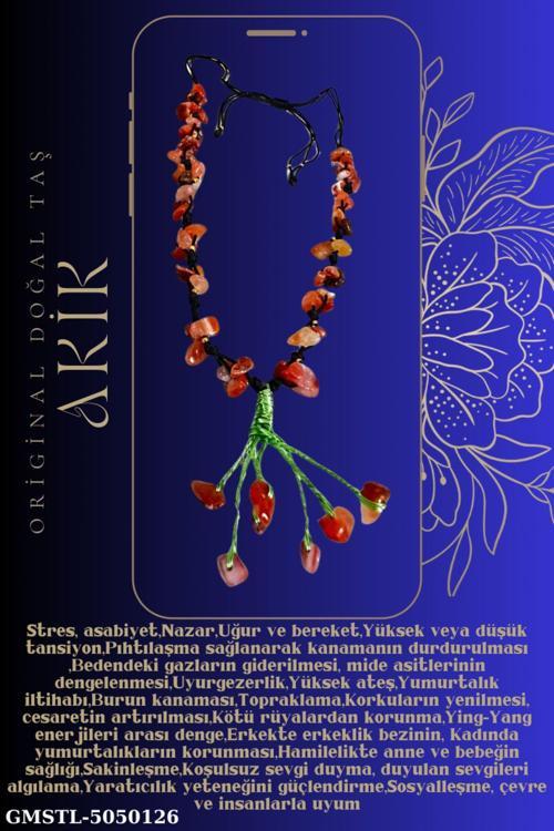 Sertifikalı Akik Doğal Taş El Yapımı Tasarım Kolye