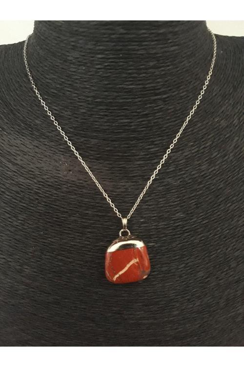 Jasper Taşı Doğal Taş Kolye (Zincir ve İp Dahil)