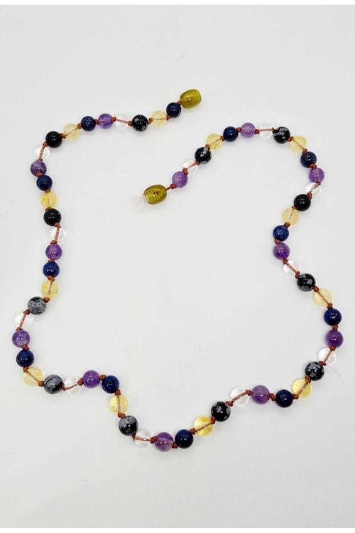 Sertifikalı Özel Tasarım Başak Burcu Kolye Lapis Lazuli Opal Obsidyen Kristal Kuvars Ametist