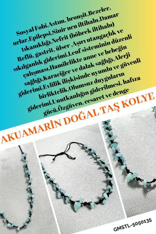 Sertifikalı Akuamarin Doğal Taş Tasarım Kolye