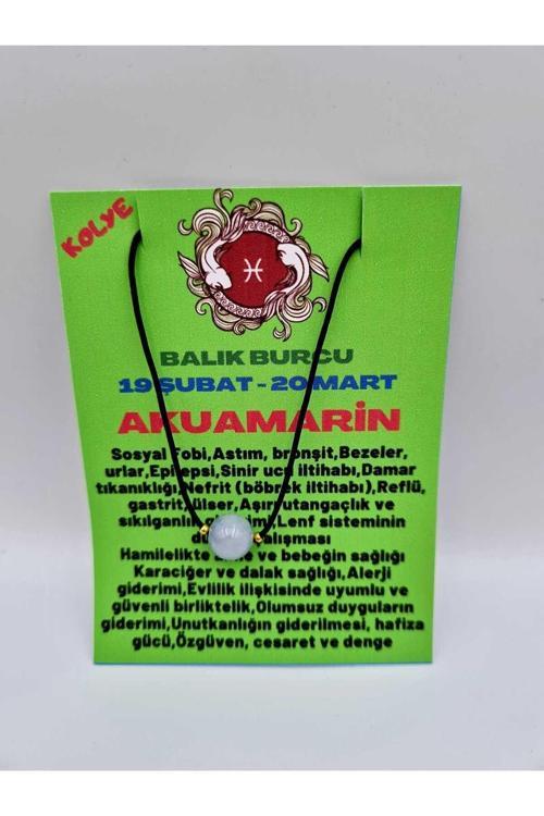 Balık Burcu Akuamarin Taşı Doğal Taş Kolye