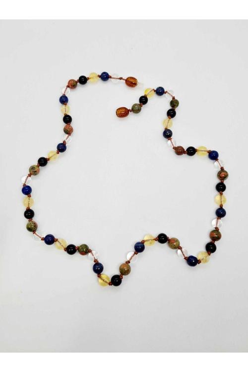 Sertifikalı Özel Tasarım Yay Burcu Kolye Unakit Oniks Sitrin Lapis Lazuli Kristal Kuvars