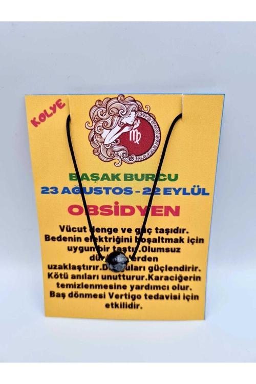Başak Burcu Obsidyen Taşı Doğal Taş Kolye