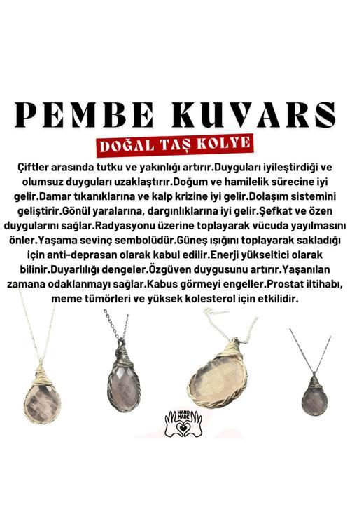 Sertifikalı Pembe Kuvars Doğal Taş AAA Kalite El Yapımı Bakır Tel Örme Handmade