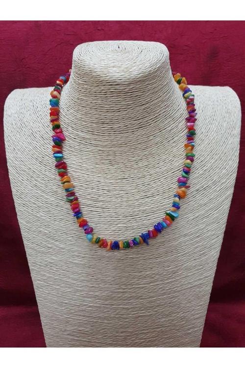 Sertifikalı Renkli Sedef Taşı Doğal Taş Kolye