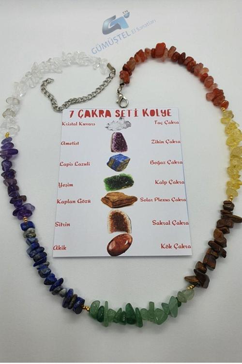 Doğal 7 Çakra Kolye Orijinal Doğal Taş Tasarım
