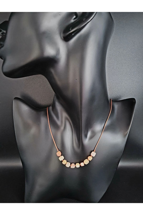 Küp Akik Doğal Taş Kolye