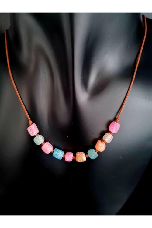 Küp Akik Doğal Taş Kolye AAA Kalite