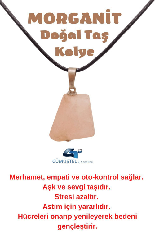 Morganit Doğal Taş Kolye Zincir Hediyeli
