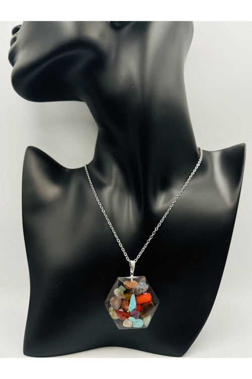 Doğal Taş Epoksi Kolye