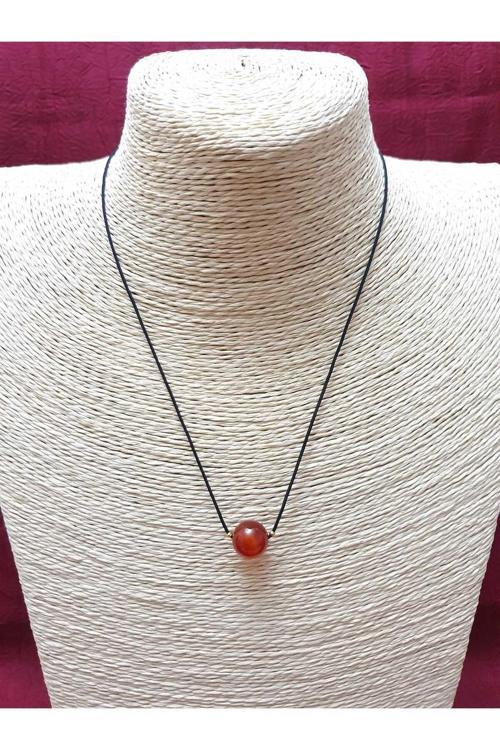 Turuncu Akik Taşı Kolye Ayarlanabilir Orijinal Doğal Taş Çok Fonksiyonlu Kolye 10 mm