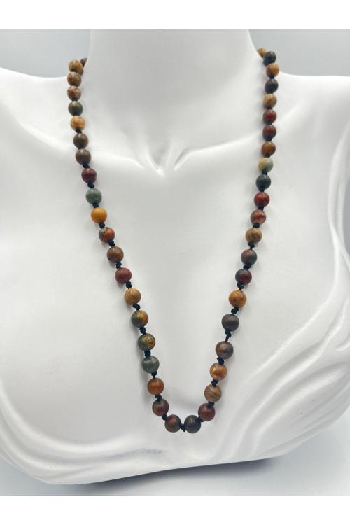 Doğal Taş Krizokol Taşı Kolye AAA Kalite 6mm