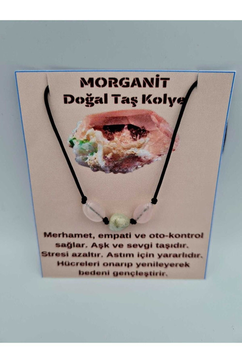 Doğal Taş Morganit Taşı Kolye Orijinal Doğal Taş Sürpriz Hediyeli