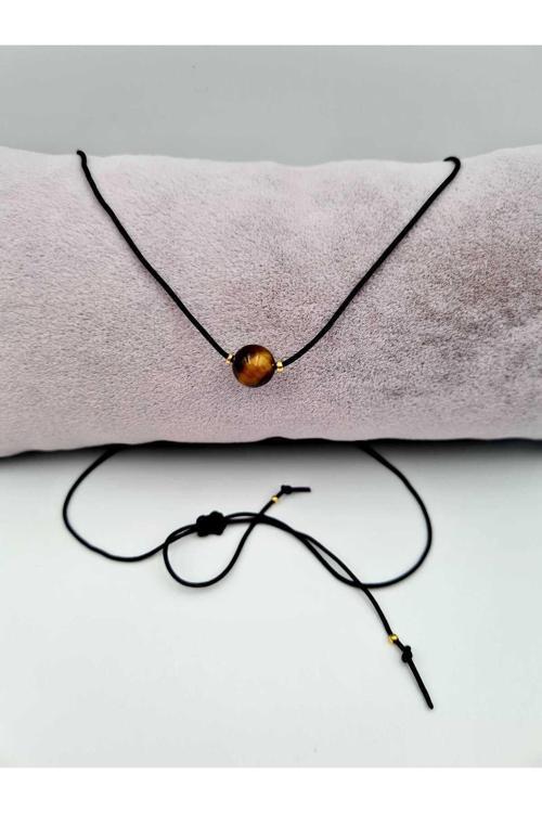 Yengeç Burcu Kaplan Gözü Taşı Doğal Taş Kolye