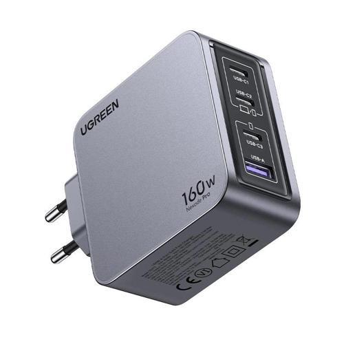 ONTECH - Ugreen Nexode Pro 160w Gan Hızlı Şarj Cihazı 100w Kablolu Type-c Qc Pd 3xusb-c 1xusb-a Gri 