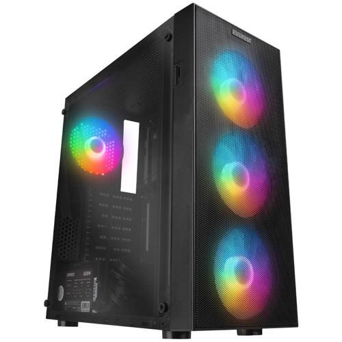 Faced-v5, Mesh, 600w, 4x12cm Sabit Rainbow Fan, Temperli Cam Yan Panel, Atx, Gamıng Kasa