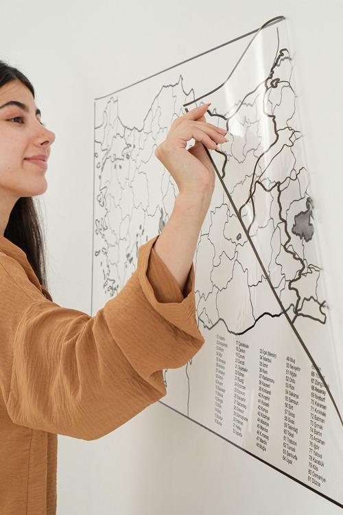 Türkiye Haritası 56X110Cm Kalem Hediyeli Statik Akıllı Kağıt Tahta