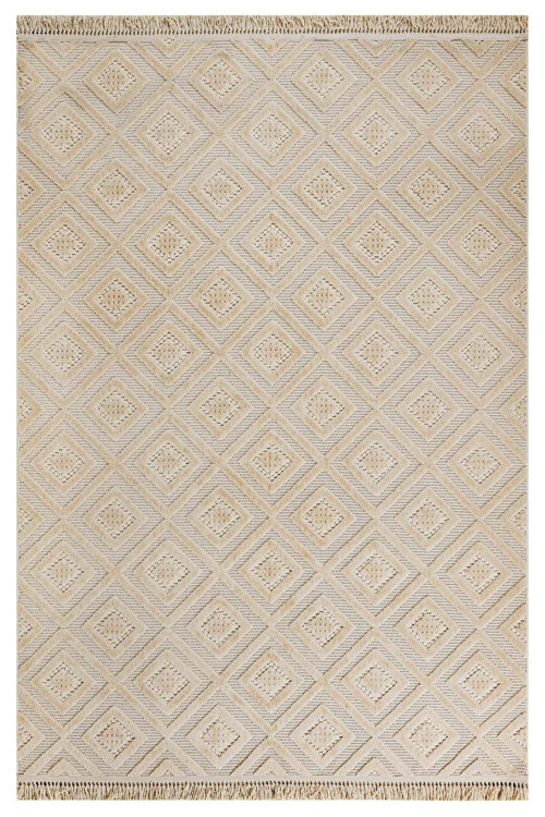 Milkvetch Bej Geometrik Pamuk Makine Halısı-LxS-Dizayn-1089-Tan-160 x 200