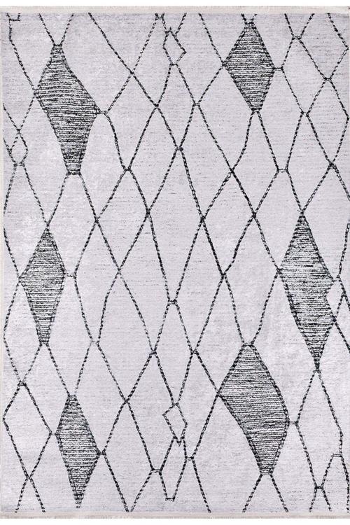Kamensksahtinski Siyah Geometrik Polyester Dijital Baskı Halı