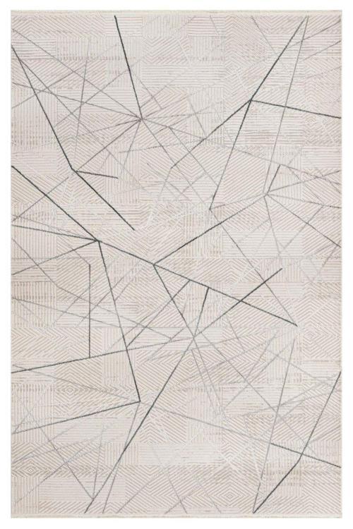 Canna-Lily Gri Geometrik Pamuk Makine Halısı