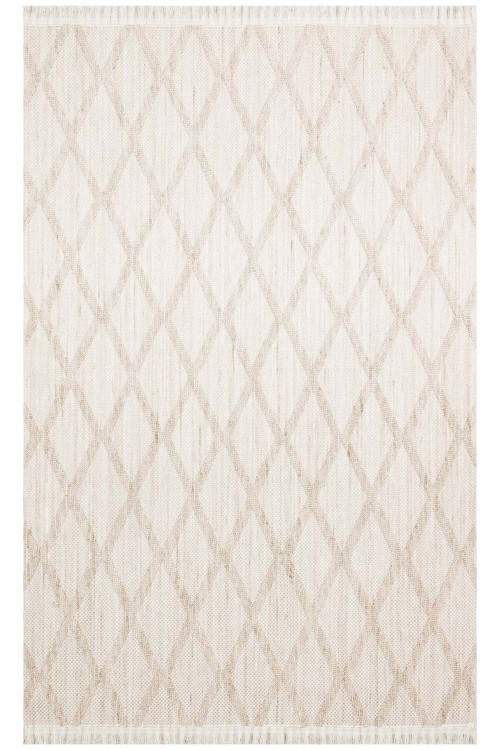 Marano Di Napoli Bej Geometrik Polyester Makine Halısı-Eko-czy 4 beige-100-100 x 300