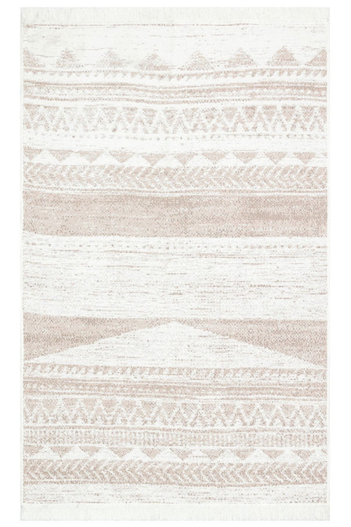 Halınet Laa Bej Geometrik Pamuk Makine Halısı-Eko-ar 06 natural-100 x 300