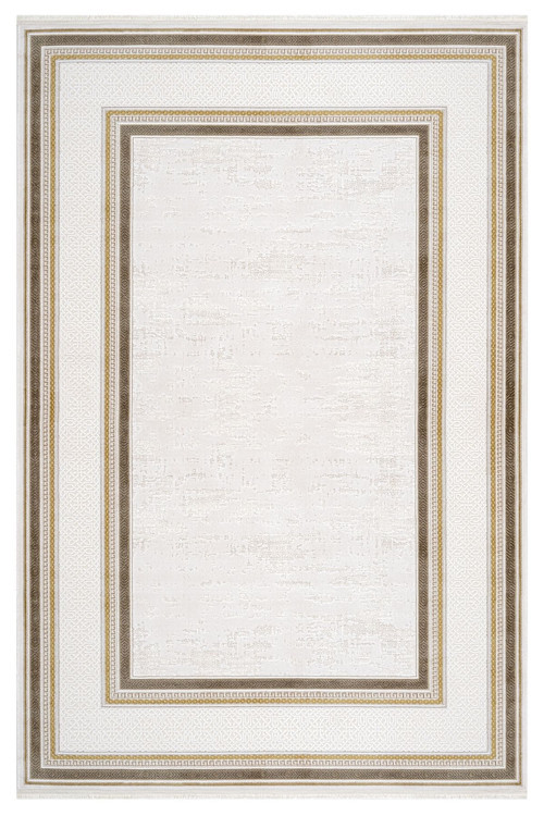 Halınet Jesmina Bej Çerçeveli Akrilik Makine Alan Halısı-LxS-Valeria-1073-Beige-100 x 300