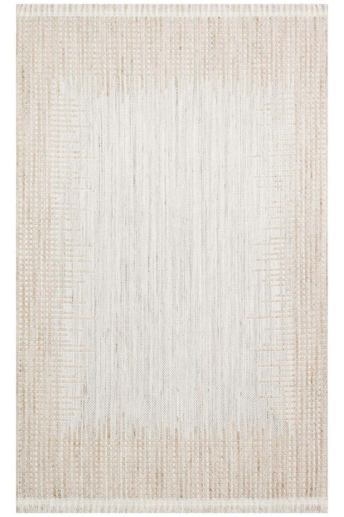 Freistadt Gri Çizgili Polyester Makine Halısı-Eko-czy 01 grey beige-80 x 300