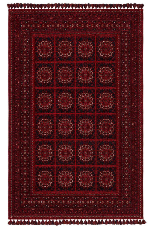 Elsbethen Kırmızı Göbekli Akrilik Makine Halısı-Eko-bhr 03 red-120 x 180