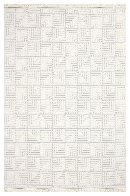 Halınet Dreamer Krem Geometrik Polyester Makine Alan Halısı-LxS-Dizayn-1062-Cream-100 x 150