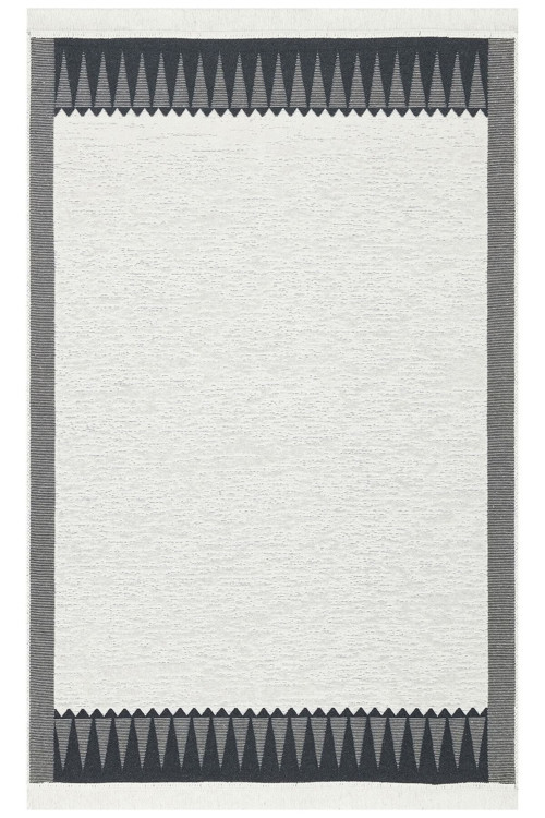 Halınet Poysdorf Beyaz Geometrik Pamuk Makine Halısı-Eko-ar 22 white black-120 x 180