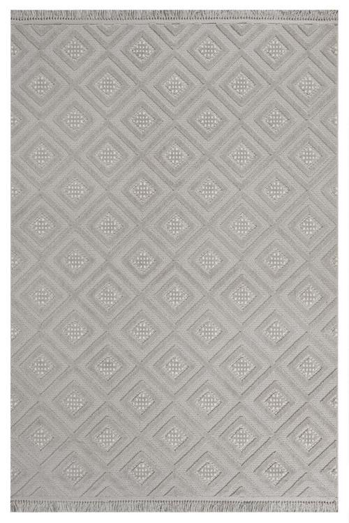 Mignonette Gri Geometrik Pamuk Makine Halısı