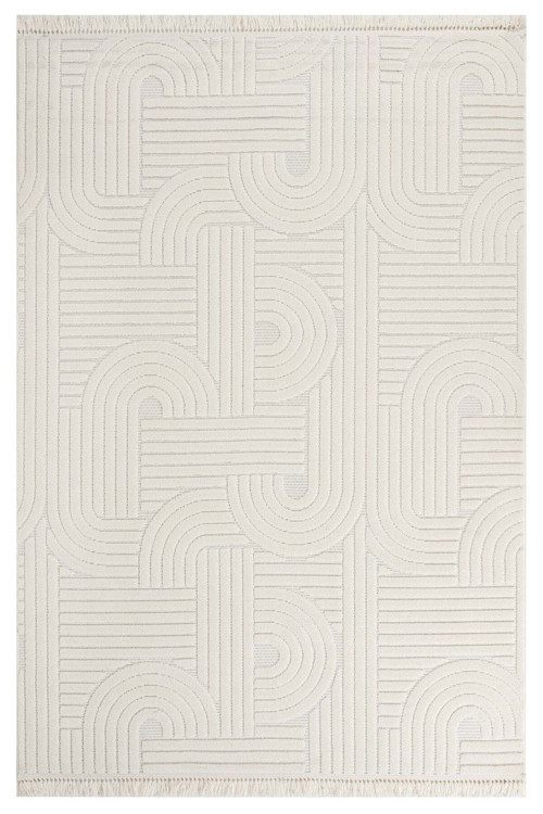Milkwort Krem Geometrik Pamuk Makine Halısı-LxS-Dizayn-1090-Cream-100 x 500