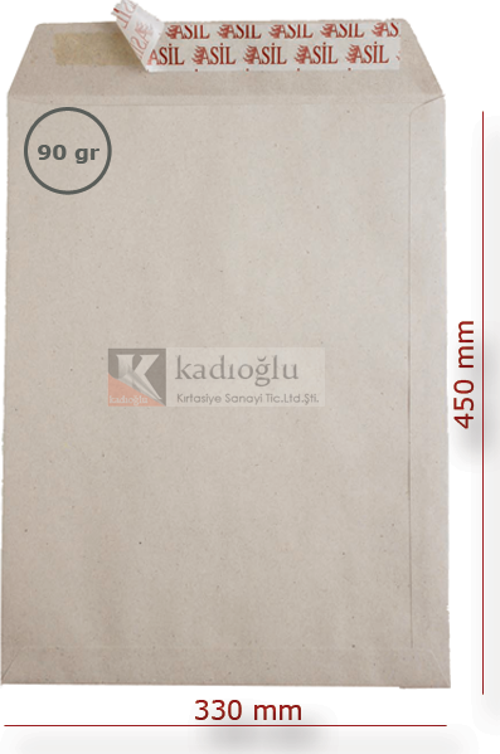 As-0881 Torba Zarf Kraft 33 X 45 Cm 90 Gr Silikonlu 250 Li (1 Koli 250 Adet)