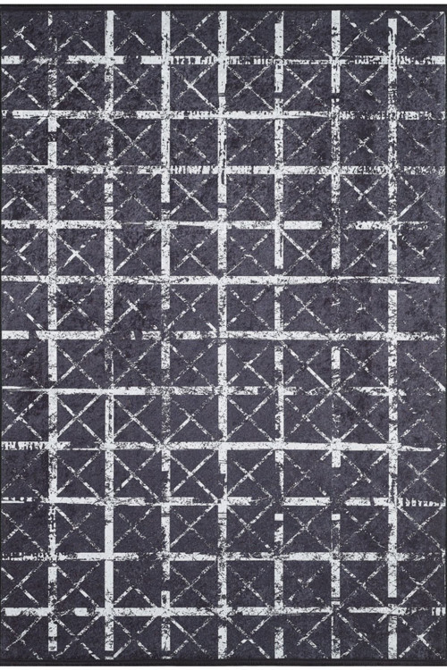 Meshed Siyah Çizgili Dijital Baskı Halı-Haln-HLN1806-180 x 180